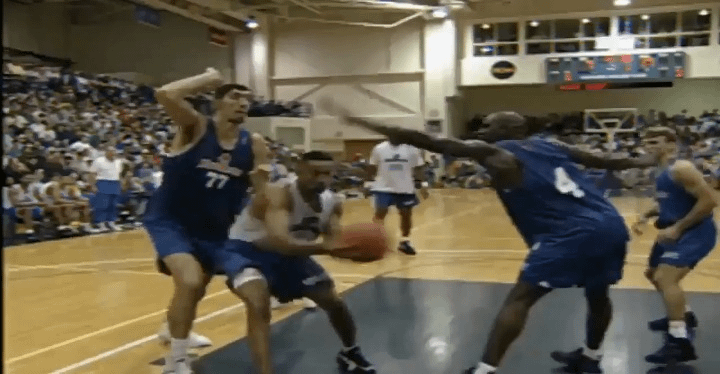 22 year old Chris Webber going head to head with Rookie 21 year old Rasheed Wallace in 1995 Washington Bullets training camp