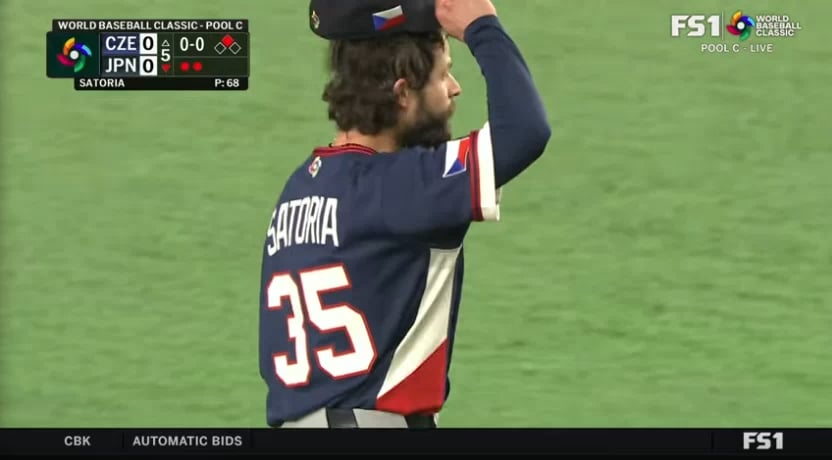 Ondrej Satoria receives an ovation as he exits the field in his final game for Czechia