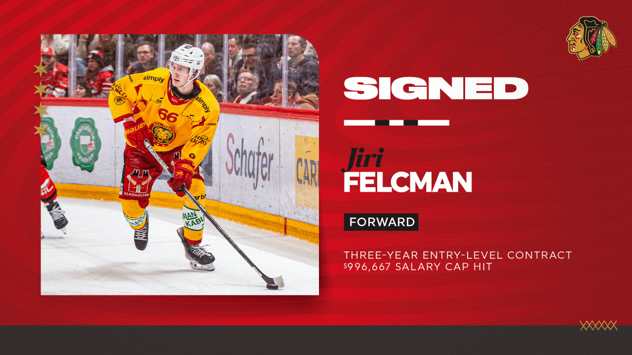 RELEASE: Blackhawks Sign Jiri Felcman to Three-Year, Entry-Level Contract | Chicago Blackhawks