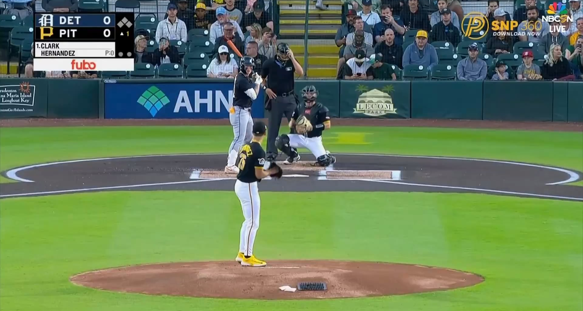 [Highlight] Seth Hernandez throws a 102.4 mph laser on the first pitch of the game. Max Clark reacts.