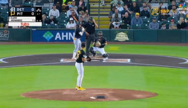 [Highlight] Seth Hernandez throws a 102.4 mph laser on the first pitch of the game. Max Clark reacts.