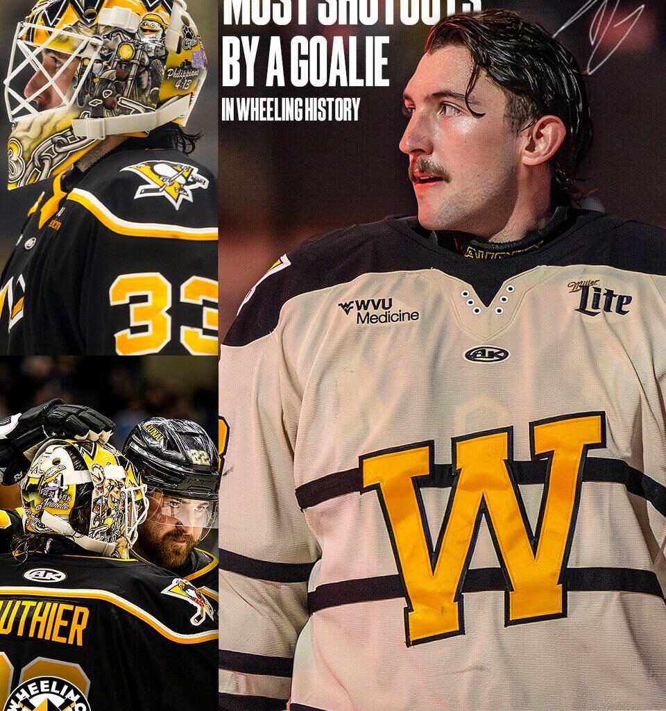 Taylor “GOAT” Gauthier sets Wheeling Nailers’ franchise record for career shutouts with 10 in team’s 34th year.