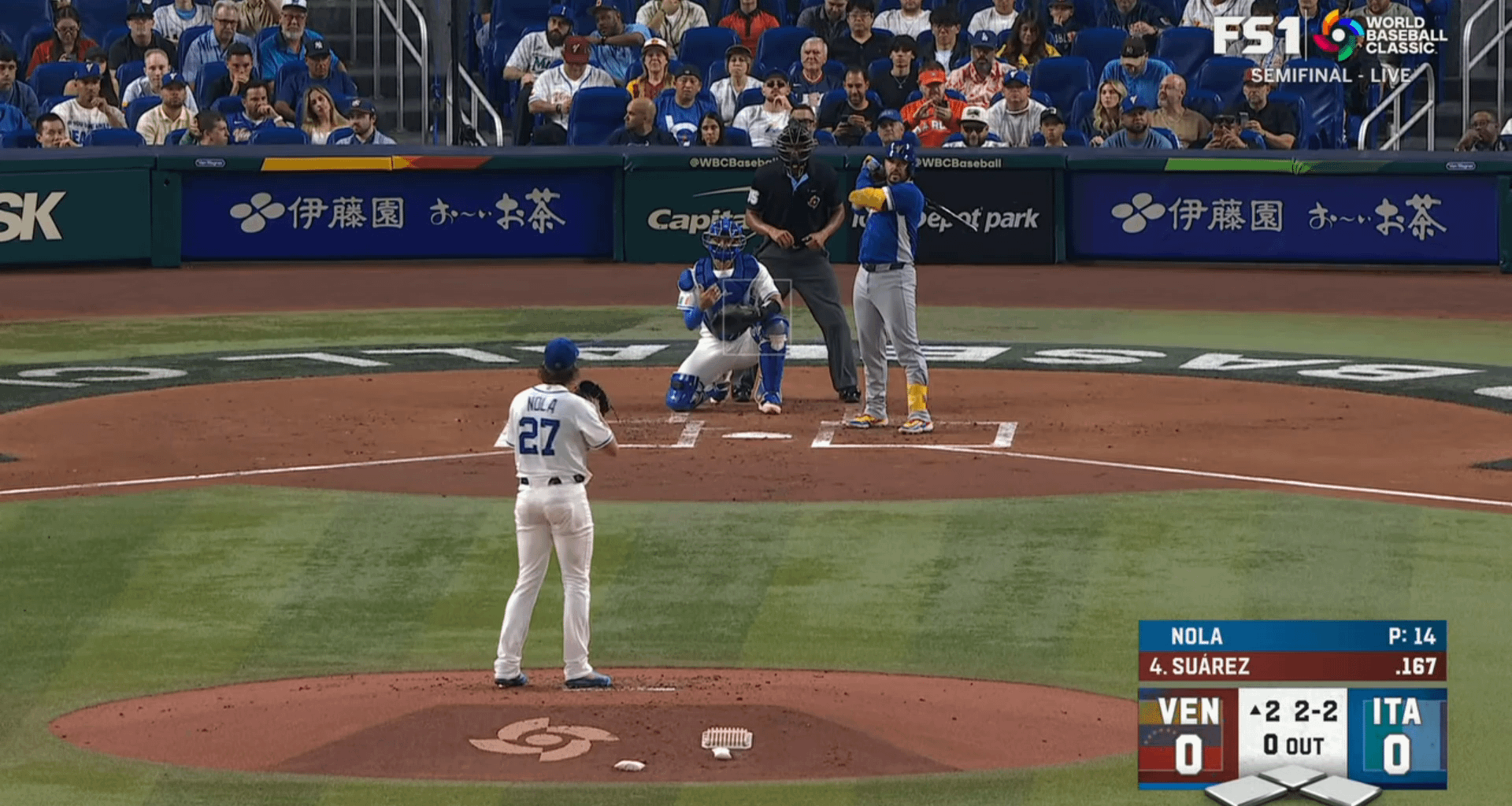 [Highlight] Eugenio Suarez calls time, but ump doesn't allow it, he steps back into the box and stays alive by fouling the pitch off