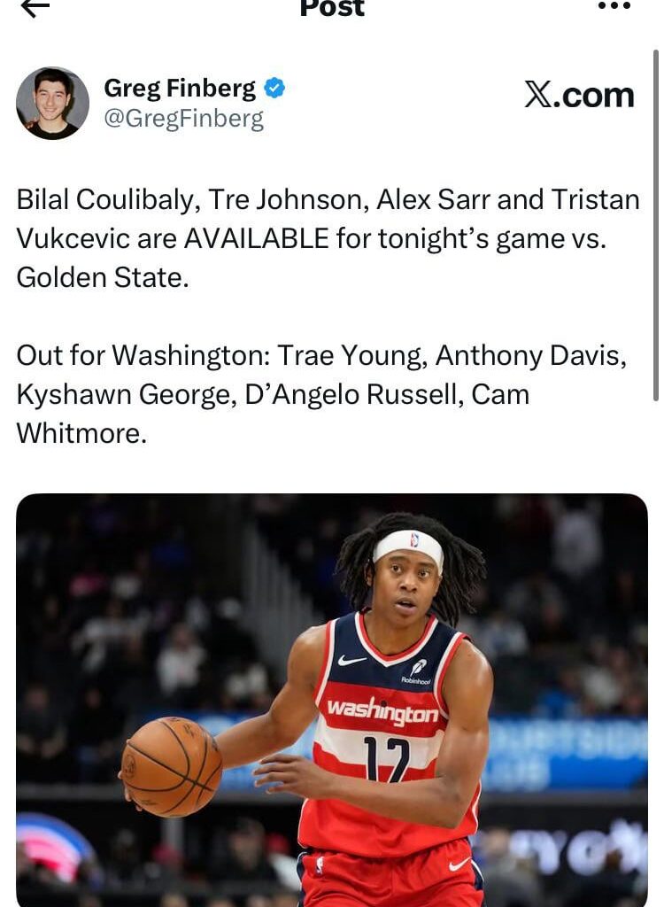 Injury updates .. uh oh 2 in a row