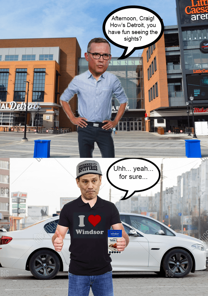 IT'S GAME DAY!!! We're playing the Red Wings today, so Conroy's had a fantastic day exploring the beautiful city in the greatest country in the world, AND NOW IT'S TIME TO CROSS THE RIVER TO DETROIT!!! LET'S SHOW THESE FUCKERS WHAT A REAL RED TEAM LOOKS LIKE!!! GO FLAMES!!!