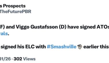 [Preds Prospects] Aiden Fink (F) and Viggo Gustafsson (D) have signed ATOs with the Milwaukee Admirals. Gustafsson signed his ELC with Nashville earlier this year.