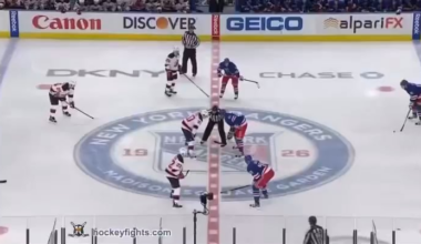 [DevilsofYore] On March 19, 2012, the #NJDevils & Rangers got together for a tilt that featured 3 fights off the opening face-off