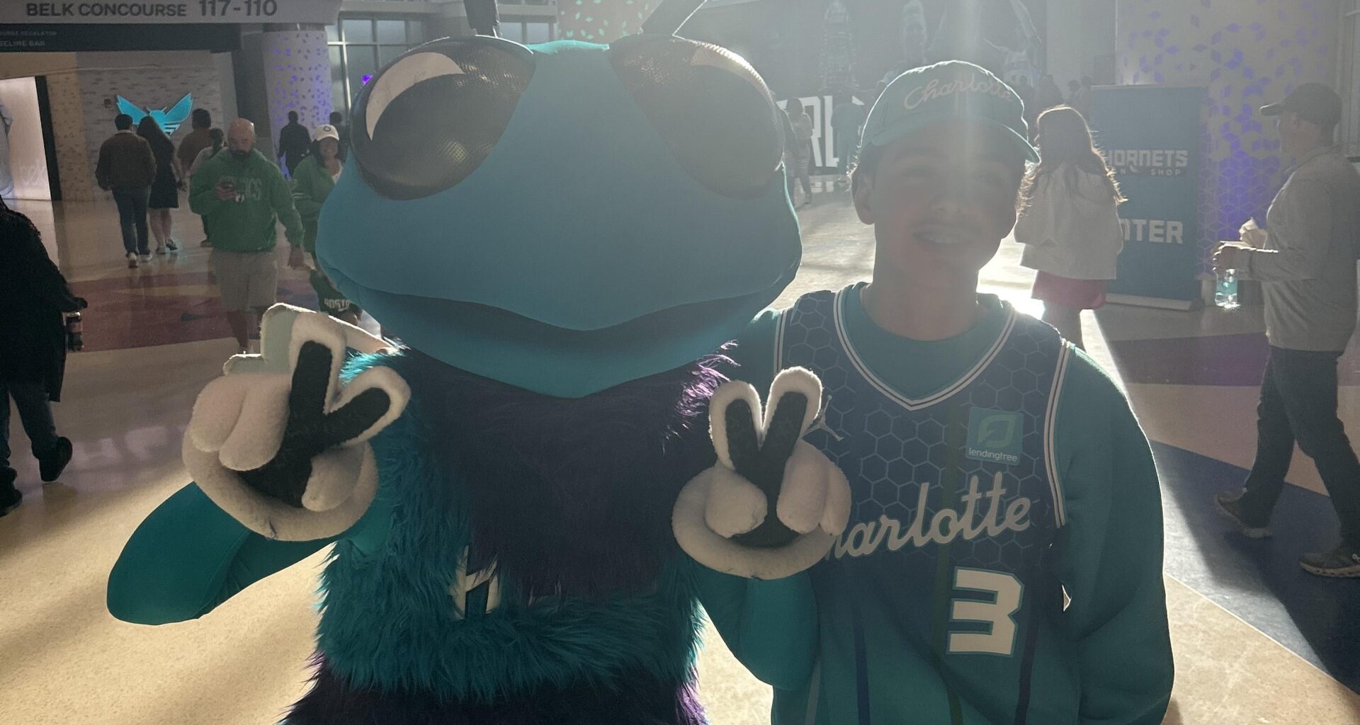 Was able to get a pic with Hugo, but the camera taker didn’t let us know the glare was a problem 🤦‍♂️