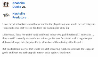 Adam Ocal on potential Ducks-Preds first round playoff matchup