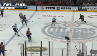 McDavid gets knocked down on the ice, and Kucherov scores a shorty on a breakaway to take over the NHL scoring lead and give the Bolts a 3-1 lead.