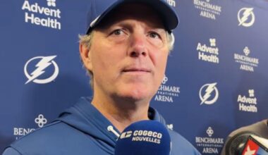 Tampa Bay Lightning coach Jon Cooper today on Habs captain Nick Suzuki: “He’s damn near got 100 points doesn’t he? That’s not easy to do, and he just seems to do it easily, so good on him. He was a fabulous kid (to coach on Team Canada), I loved him.”