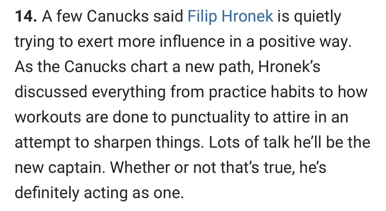[Written 32] Elliotte Friedman on the leadership role Hronek has taken on