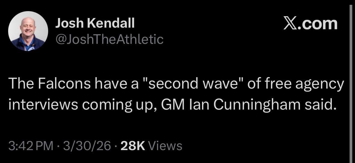 Falcons have “second wave” of free agents coming according to Ian Cunningham