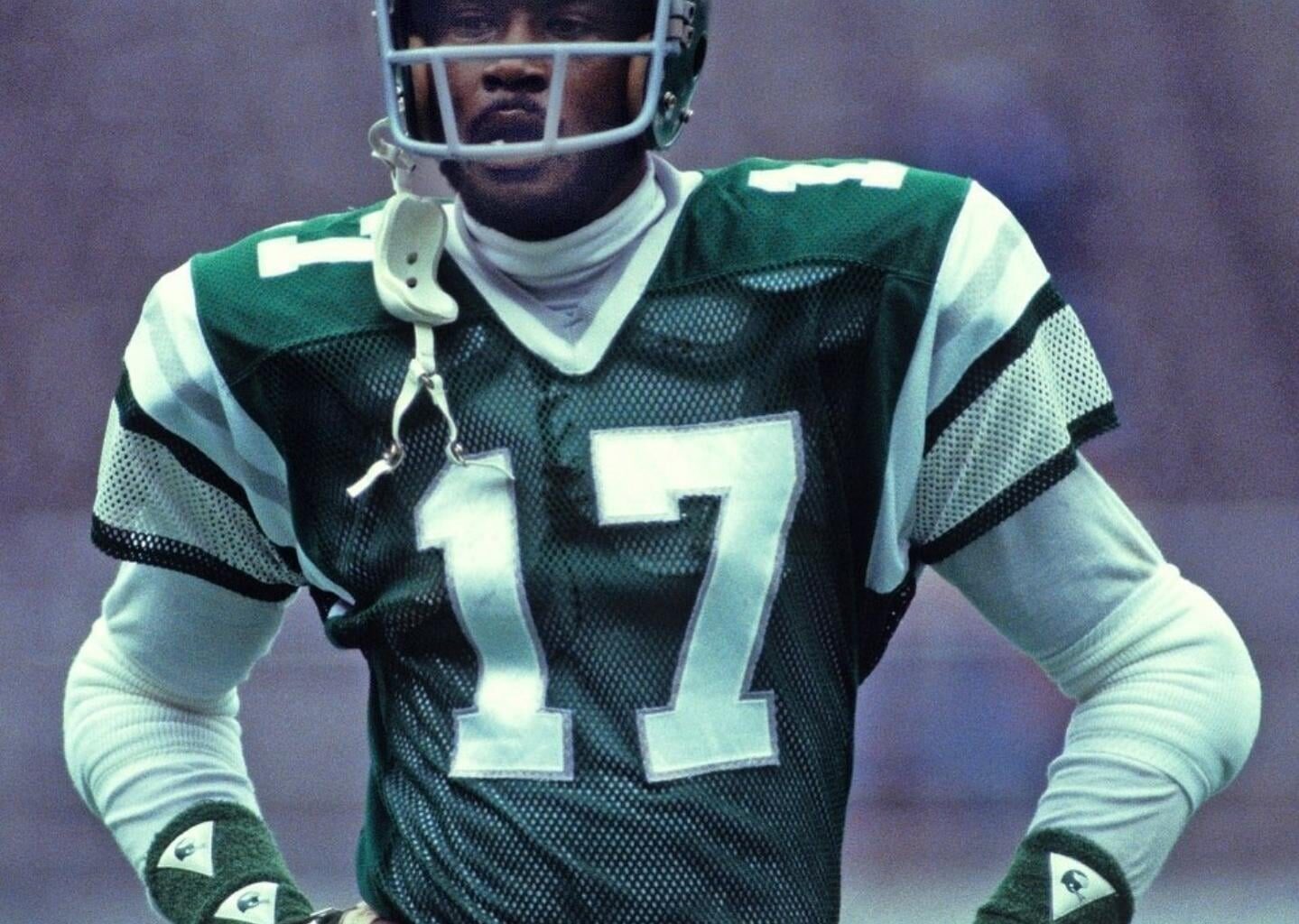 This is Harold Carmichael. He is the greatest Eagles receiver of all time. He played 13 years for the Birds. 180 games in total. He is in the Hall of fame at every stop along the way in his career including the Pro Football Hall of Fame.