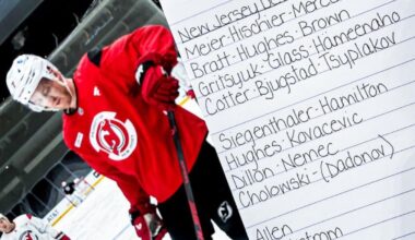 [Stein] No changes for #NJDevils tonight against Dallas, rolling with this look and Jake Allen in the starters net.