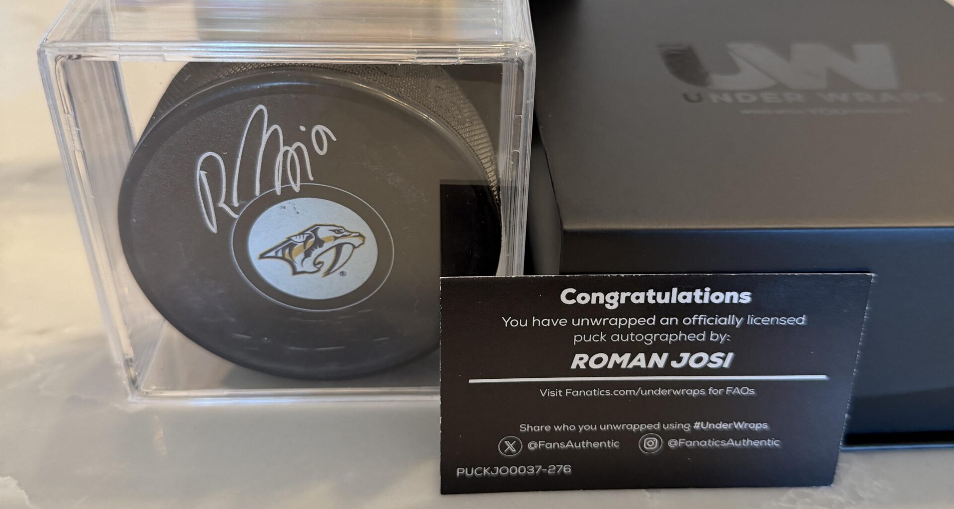 Roman Josi Fanatics Under Wraps Autograph Puck