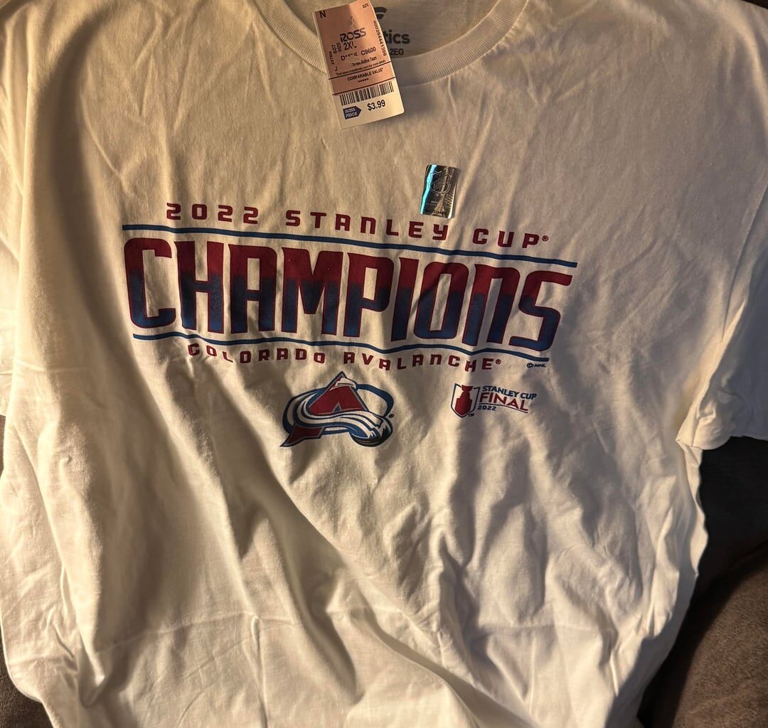 Went to Ross today and found this 2022 Stanley Cup Champion shirt for $3.99. Im in WV, so finding Avs merch is a huge win.