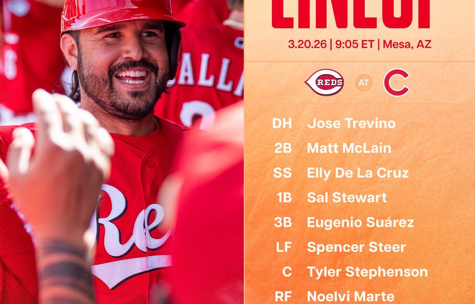 Reds lineup - Friday 3/20/26 - Geno's back!