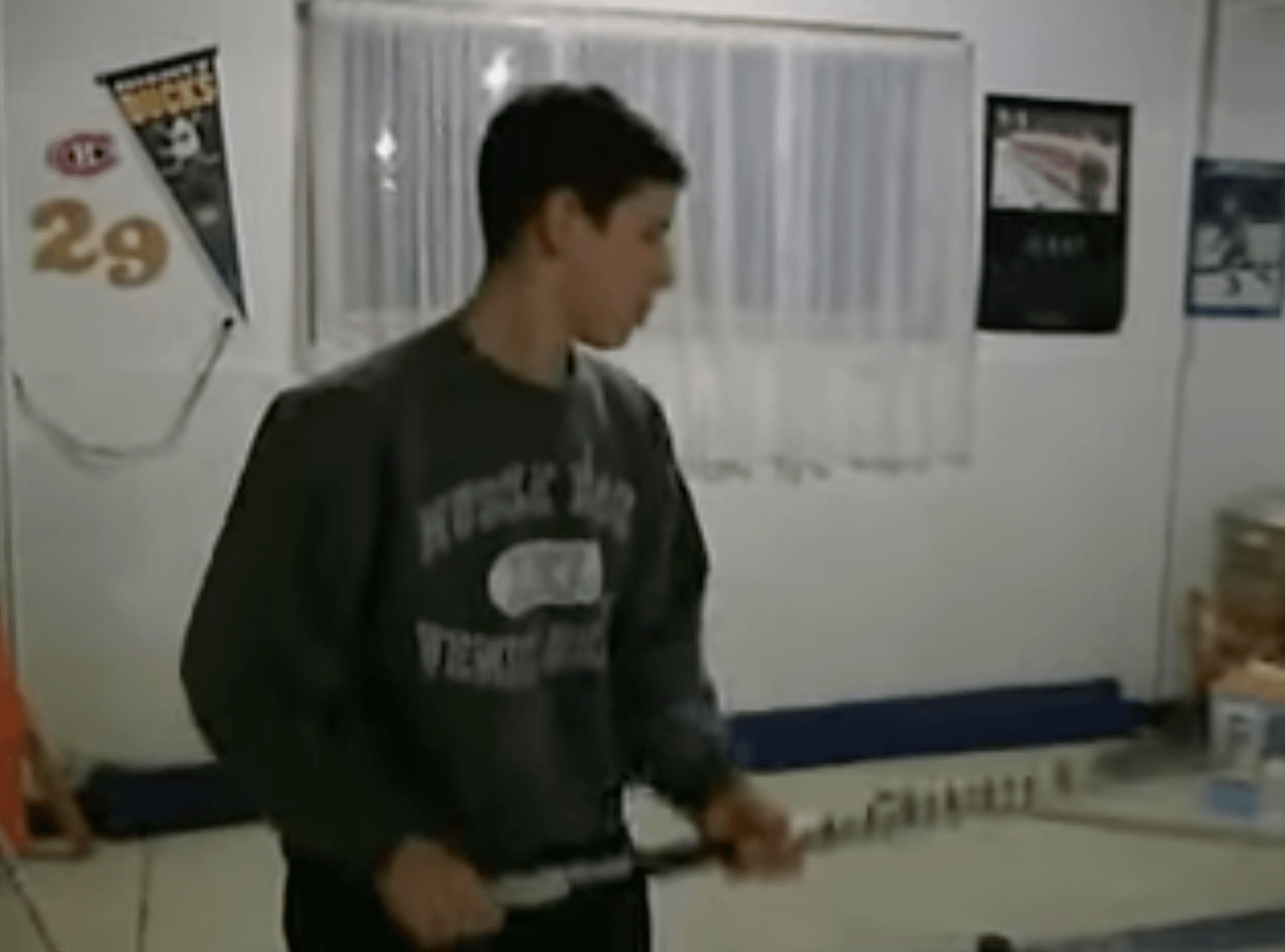 TIL Sidney Crosby, who was a Canadiens fan growing up, also had a Mighty Ducks pennant in the basement where he practiced shooting on a washing machine