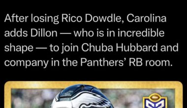 [Schultz] QUADZILLA! Sources: The #Panthers are signing former Packers and Eagles RB AJ Dillon to a 1-year deal.