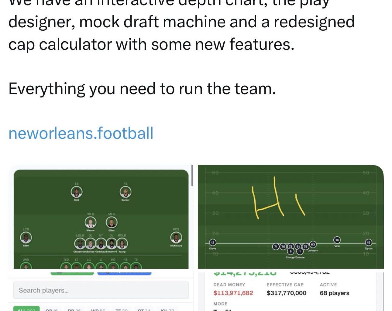 Nick has totally revamped his site with tons of new features including a mock draft machine