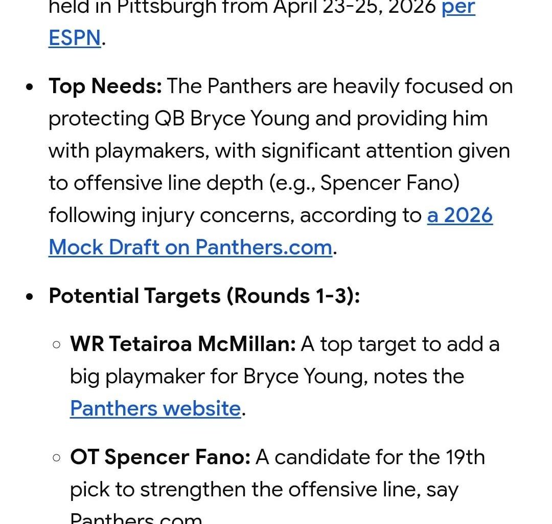 Google predicts a potential shock pick for the Panthers in the first round.