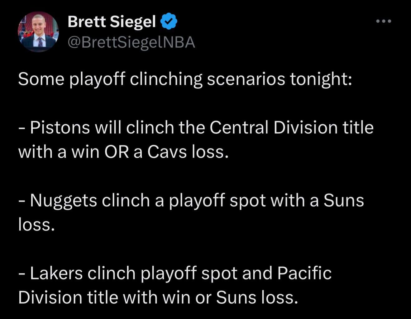Nuggets can clinch a playoff spot tonight if the Suns lose…unfortunately the Lakers clinch also💩 FTL