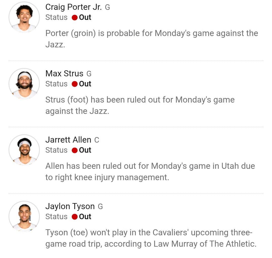 Cpj is expected to make his return tonight while strus and allen will rest.