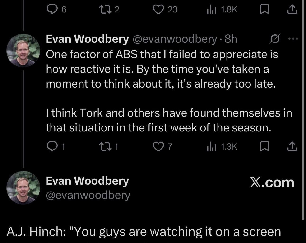 Tork and Hinch speak on ABS challenge system.