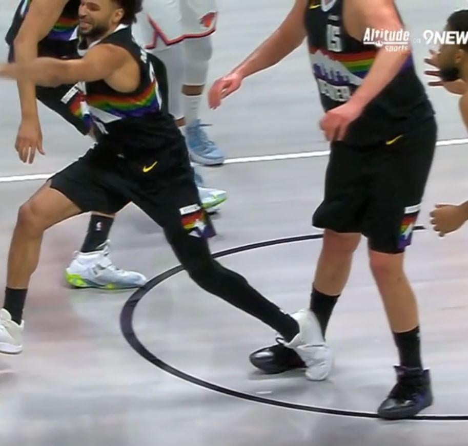 Jokic almost hyperextended his leg again on the same play Jamal got injured on.