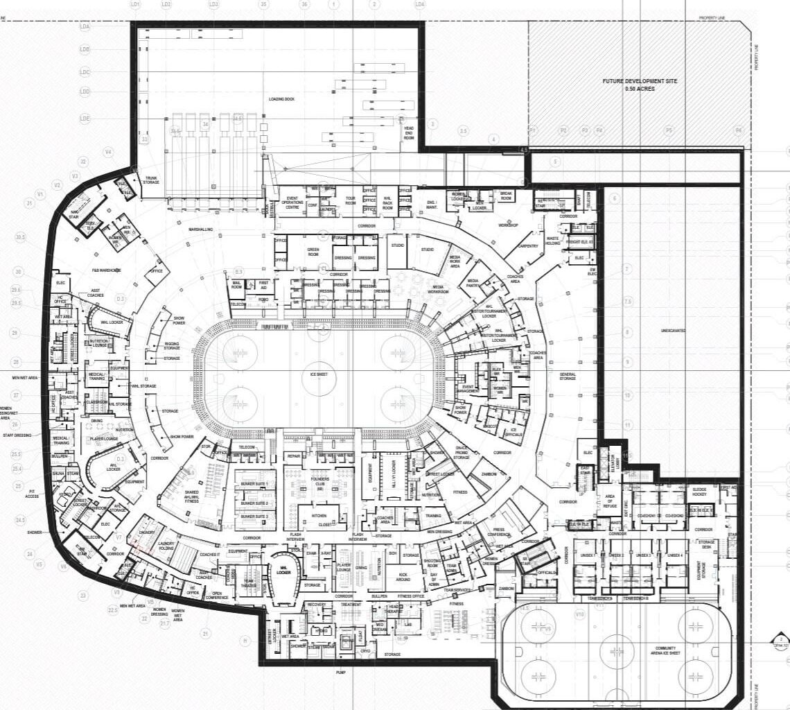 A look at the players locker room level in Scotia Place