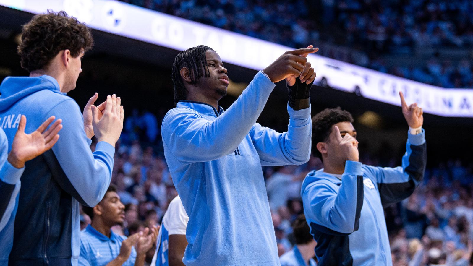 Henri Veesaar, Luka Bogavac, Jarin Stevenson University of North Carolina Men’s Basketball v Clemson Dean E. Smith CenterChapel Hill, NC Tuesday, March 3, 2026