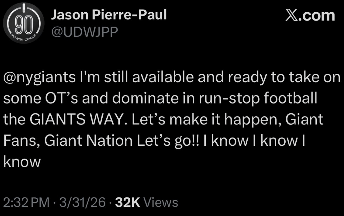37yo Jason Pierre-Paul Wants the Giants to Bring Him Back