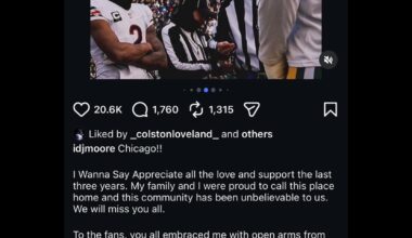 DJ Moore says goodbye to Chicago via IG - "& It’s always F…...”