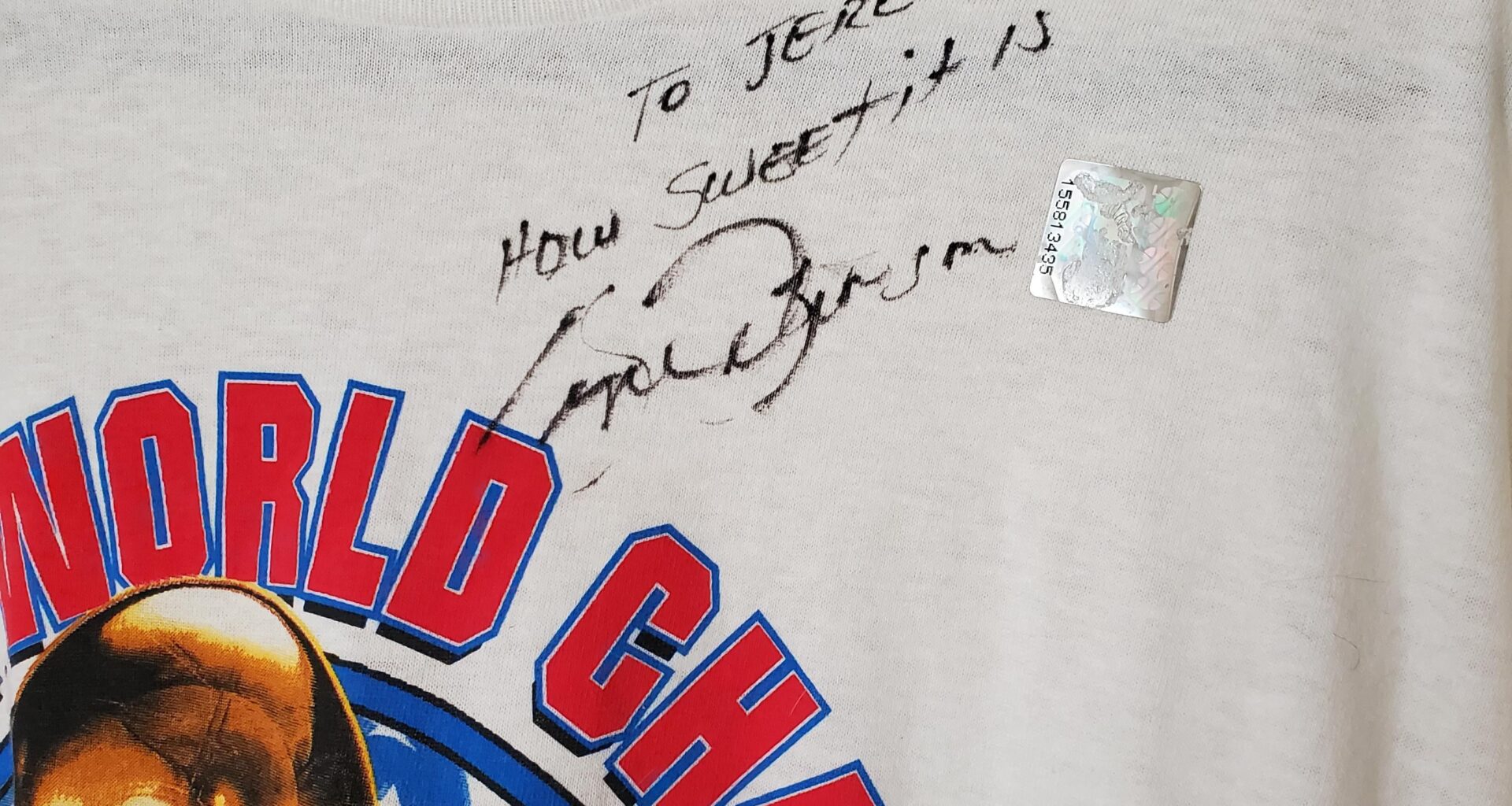 Need help w/ unknown autograph on 95 championship t-shirt