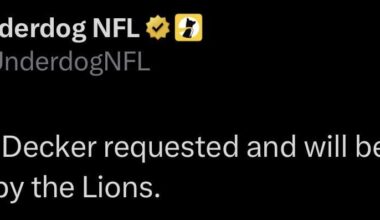 [Underdog NFL] LT Taylor Decker requested and will be released by the Lions.