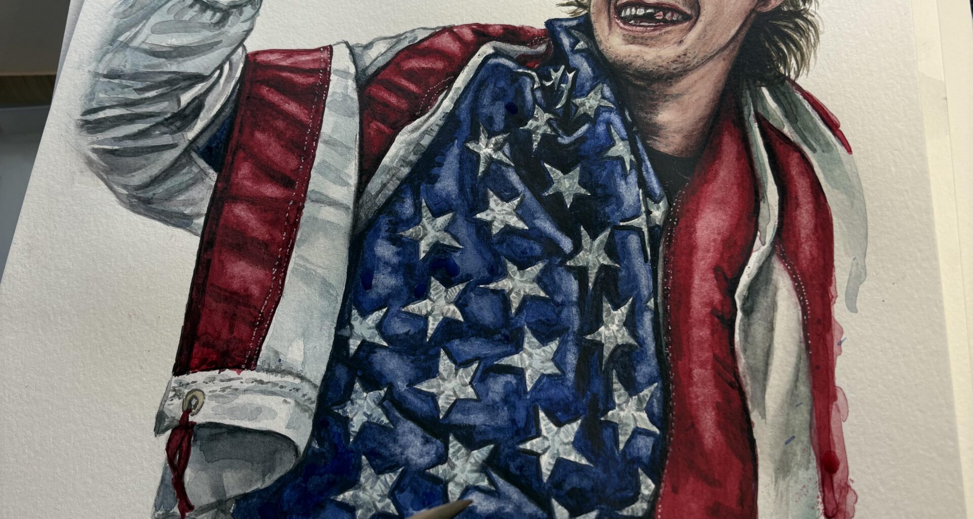 Jack Hughes watercolour painting