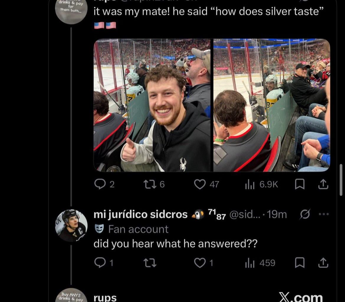 Crosby casually chirping back from the penalty box