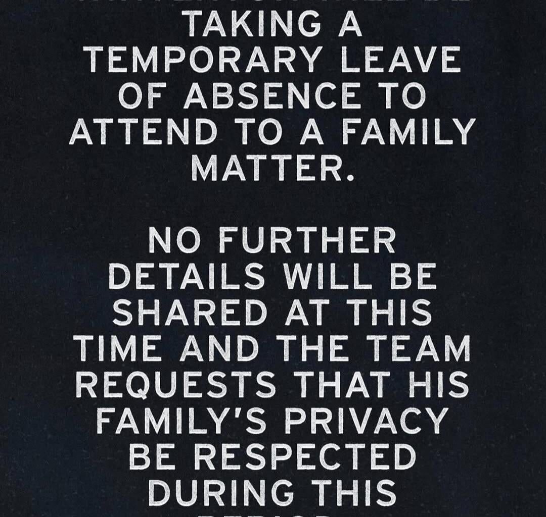 Wints out on leave- hope everything is okay!