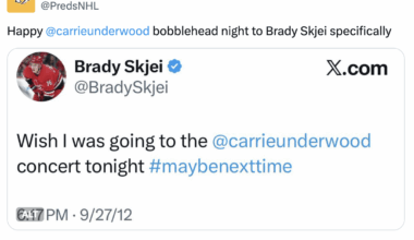 [Nashville Predators] Happy Carrie Underwood bobblehead night to Brady Skjei specifically
