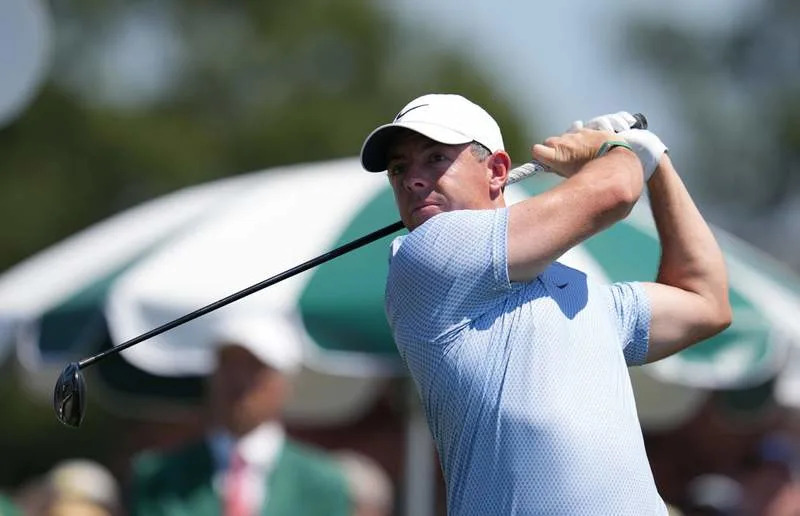 260413 — AUGUSTA, April 13, 2026 — Rory McIlroy of Northern Ireland watches his tee shot during the round 4 of the 2026 Masters golf tournament at Augusta National Golf Club in Augusta, the United States, on April 12, 2026. SPU.S.-AUGUSTA-GOLF-2026 MASTERS-ROUND 4 WuxXiaoling PUBLICATIONxNOTxINxCHN
