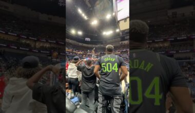 Cam Jordan on the mic at the Pelicans game 😂 #pelicans #shorts