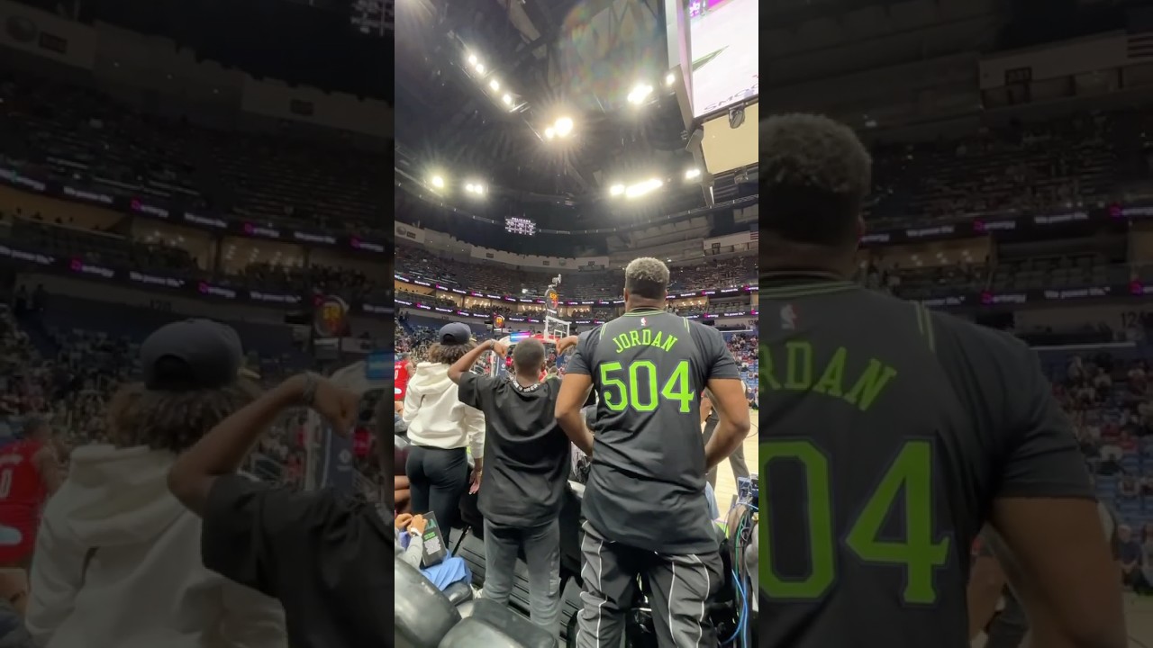 Cam Jordan on the mic at the Pelicans game 😂 #pelicans #shorts