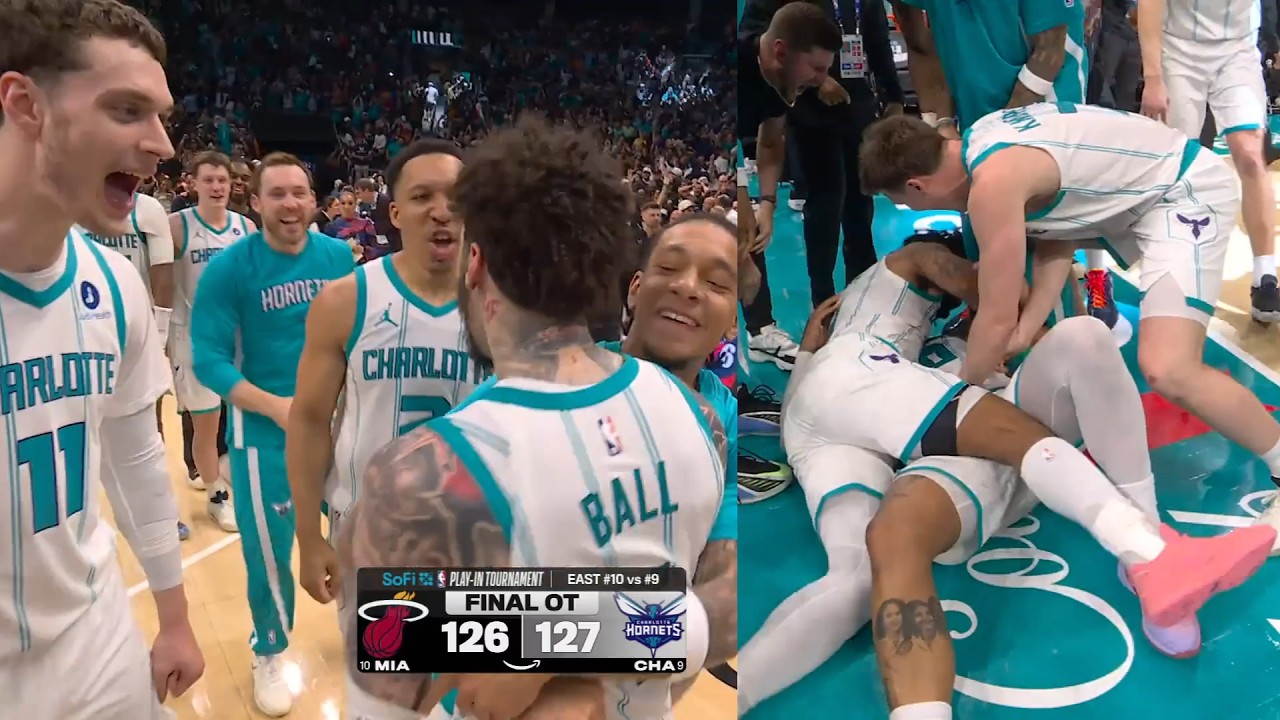 INSANE ENDING LaMelo Ball GAME WINNER vs Heat in OT to eliminate them 😱