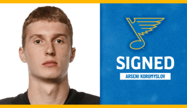 Arseni Koromyslov, a fourth-round draft pick in 2022, has signed a two-year entry level contract with the Blues.