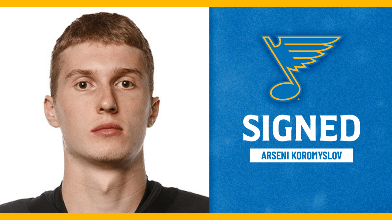 Arseni Koromyslov, a fourth-round draft pick in 2022, has signed a two-year entry level contract with the Blues.