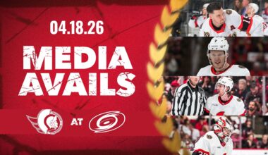 Drake Batherson, Brady Tkachuk, Linus Ullmark, Jake Sanderson, Travis Green Postgame Media vs CAR