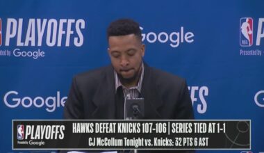 [Highlight] CJ McCollum when asked how tonight's performance played into his villain status with Knicks fans: "I ain't no villain. I'm a nice guy with two kids and a wife."