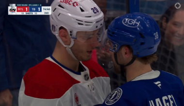 Hagel and Slafkovski drop the gloves