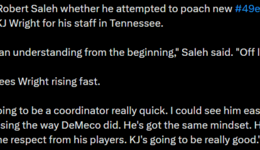 [Wagoner] Asked Robert Saleh whether he attempted to poach new 49ers LB coach KJ Wright for his staff in Tennessee